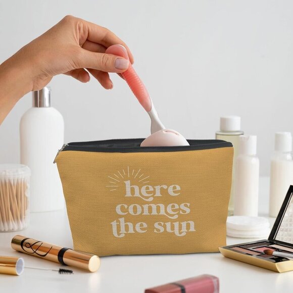 Here Comes the Sun Makeup Bag, Summer Sunshine Makeup Bag, Sunshine Gifts for Wo - Picture 2 of 5